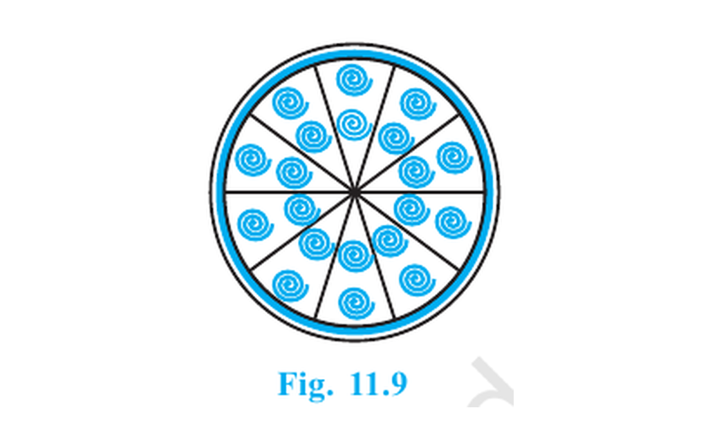 Circular brooch divided by five diameters into ten equal sectors.