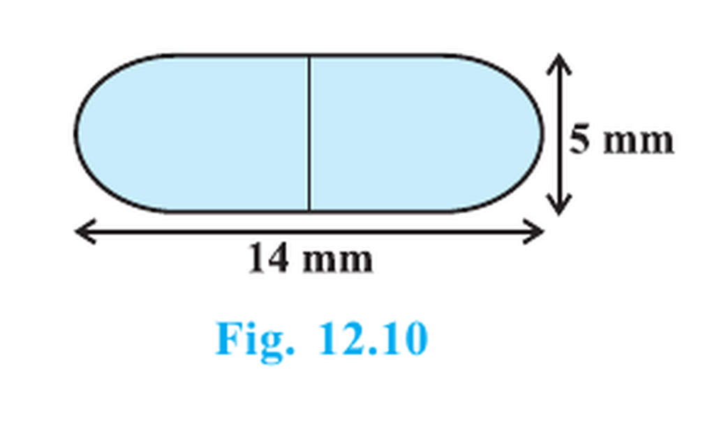 Capsule formed by a cylinder and two hemispherical ends, length 14 millimetres and diameter 5 millimetres.