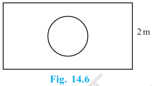 Rectangle measuring 3 metres by 2 metres containing a circle of diameter 1 metre.