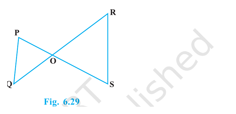 Lines PS and QR are parallel and diagonals PR and QS intersect at O.