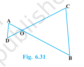 Segments AB and CD intersect through O, forming triangles AOD and COB.