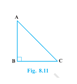 Isosceles right triangle ABC, right-angled at B, used to verify a trigonometric relation.